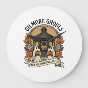 Grande Horloge Ronde Fantôme de Halloween vintage des monstres de Gilmo