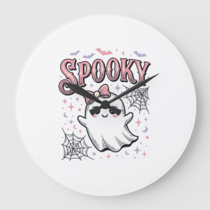 Grande Horloge Ronde Fantôme Mignon Effrayant Design de Chemise Hallowe