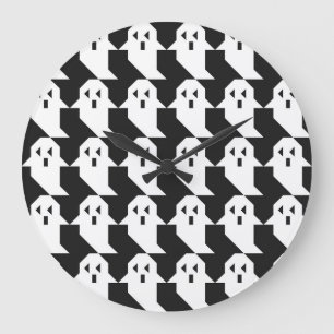 Grande Horloge Ronde fantômes d'Halloween : motif géométrique transpare