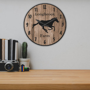 Grande Horloge Ronde Farm Ranch ou Stable Name 7 Custom Barnwood Styled