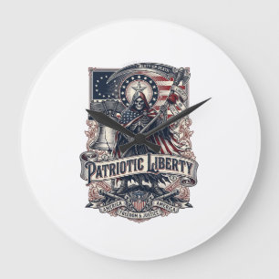 Grande Horloge Ronde Faucheuse de Liberté Patriotique Squelette de Patr
