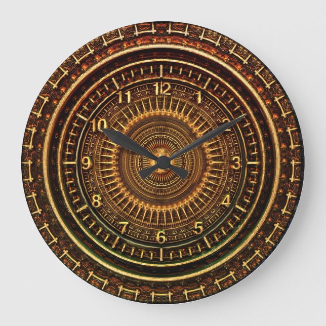 Grande Horloge Ronde Faux carved Wood Clock (Recto)