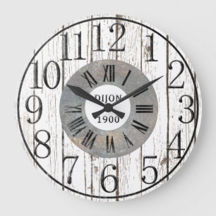 Grande Horloge Ronde Faux en bois et en métal