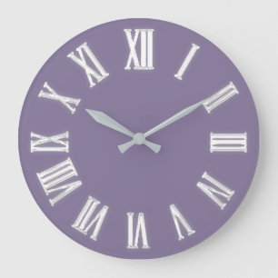 Grande Horloge Ronde Faux Gold Metallic Minimal Numéros Romains Lavend