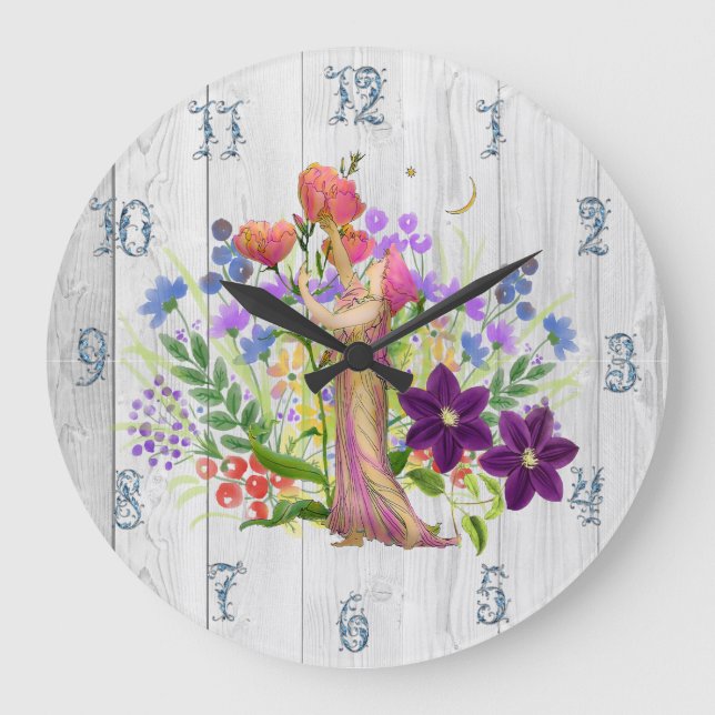 Grande Horloge Ronde Fée de jardin (Recto)