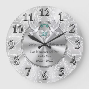 Grande Horloge Ronde Feliz 25 Aniversario Reloj