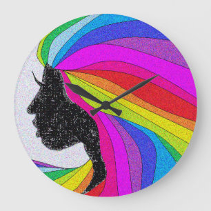Grande Horloge Ronde Femme avec arc-en-ciel cadenas