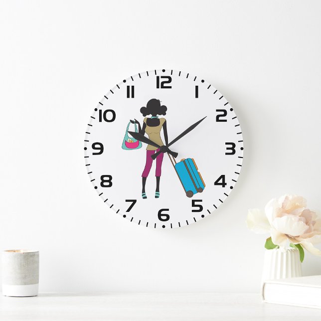 Grande Horloge Ronde Femme Avec Une Valise (Créateur téléchargé)