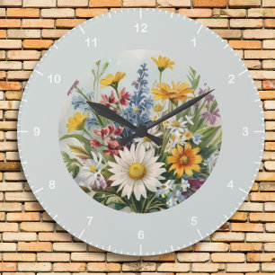 Grande Horloge Ronde Ferme florale élégante