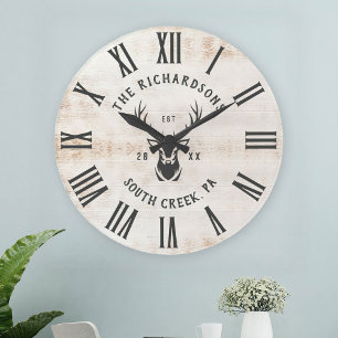 Grande Horloge Ronde Ferme Moderne Personnalisée Nom de Famille