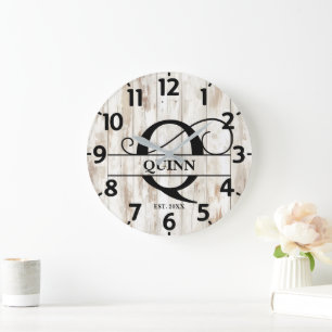 Grande Horloge Ronde Ferme Peeling Wood Q Monogramme