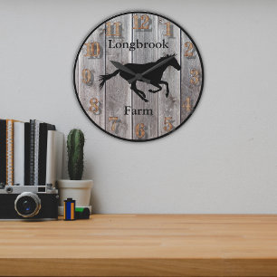 Grande Horloge Ronde Ferme Ranch ou Stable Nom 3 Bois-Barres Personnali