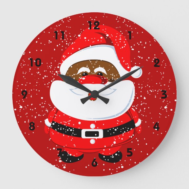 Grande Horloge Ronde Fête de Noël afro-américaine (Recto)