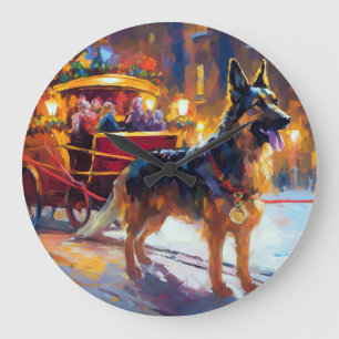 Grande Horloge Ronde Fête de Noël des bergers allemands