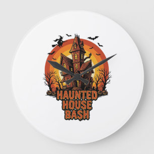 Grande Horloge Ronde Fête Maison Hantée Gravure Vintage Halloween Dé