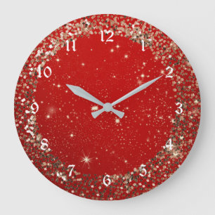 Grande Horloge Ronde Fête rouge