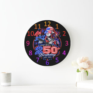 Grande Horloge Ronde Feu d'artifice patriotique George Washington Art
