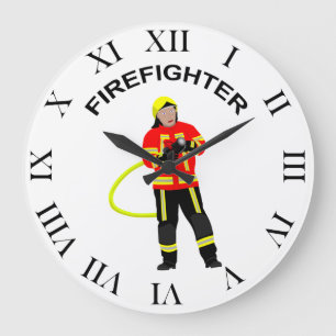 Grande Horloge Ronde Feuerwehrmann in Einsatzkleidung Große Wanduhr