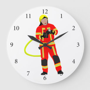 Grande Horloge Ronde Feuerwehrmann in roter Einsatzkleidung