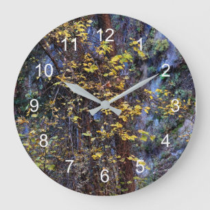 Grande Horloge Ronde Feuillage doré