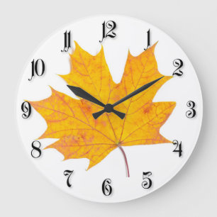 Grande Horloge Ronde Feuille d'érable