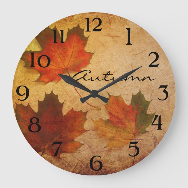 Grande Horloge Ronde Feuilles d'automne (Recto)