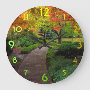 Grande Horloge Ronde Feuilles d'automne