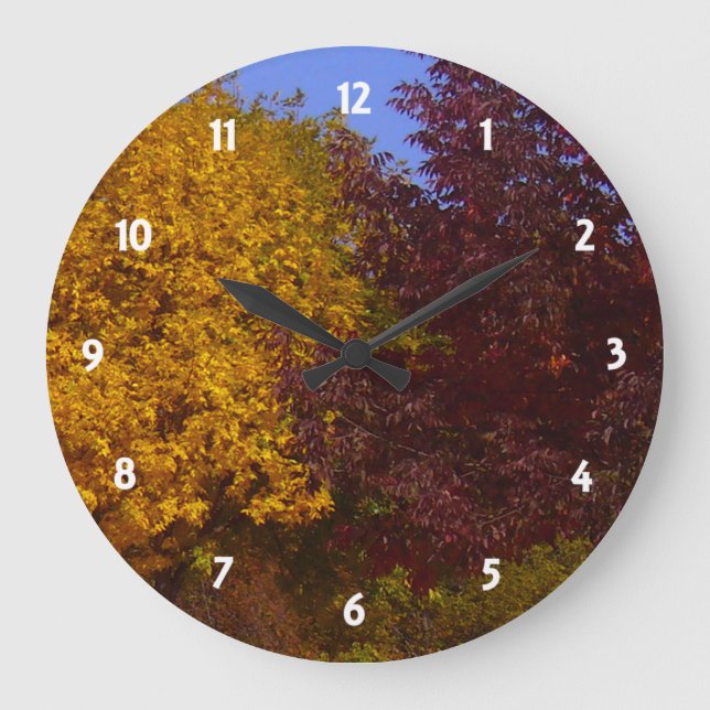 Grande Horloge Ronde Feuilles d'automne Jaune et pourpre, ZSSPG (Recto)