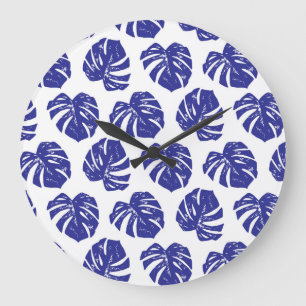 Grande Horloge Ronde Feuilles de palmiers : Motif naturel