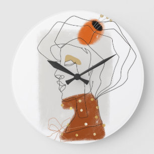 Grande Horloge Ronde Feuilles tropicaux, Design Motif sans couture.