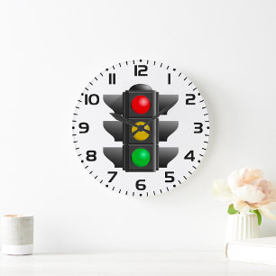 Grande Horloge Ronde Feux de circulation Rouge Jaune Vert Signal