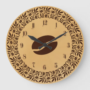 Grande Horloge Ronde Fèves de café