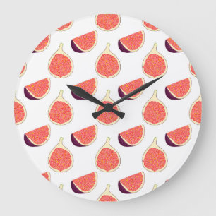 Grande Horloge Ronde Fig mauve : motif coloré