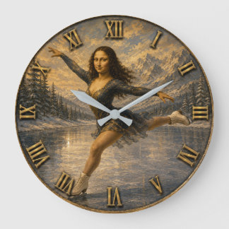 Grande Horloge Ronde Figure Skating Funny Mona Ice Skater Gift