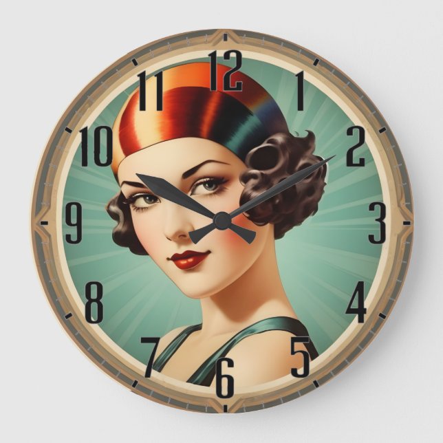 Grande Horloge Ronde fille Art déco (Recto)