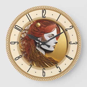 Grande Horloge Ronde fille Art déco
