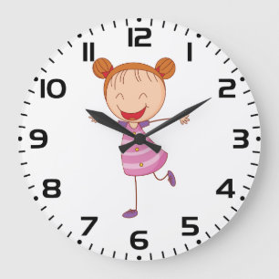 Grande Horloge Ronde Fille heureuse aux cheveux roux en chignons