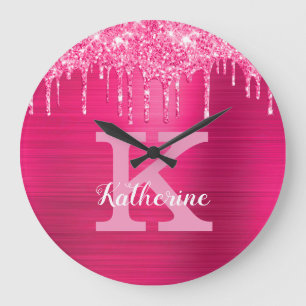 Grande Horloge Ronde Fille Parties scintillant roses chaudes Lecteurs G
