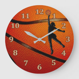 Grande Horloge Ronde Filles Basketball Horloge, Filles Basketball Chamb