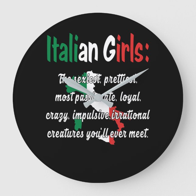 GRANDE HORLOGE RONDE FILLES ITALIENNES FUNNY (Recto)