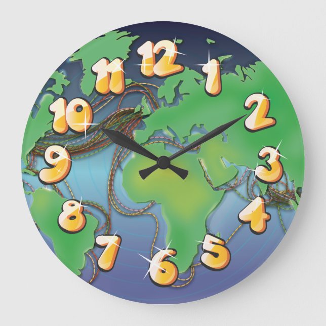Grande Horloge Ronde Fils du monde - Câbles sous-marins (Recto)