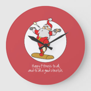 Grande Horloge Ronde Fitness Exercice Noël avec Père Noël