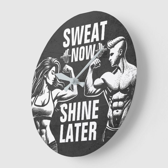 Grande Horloge Ronde Fitness Gym entraînement Bodybuilding Motivation (Angle)