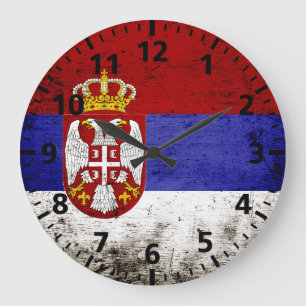 Grande Horloge Ronde Flag Black Grunge Serbia