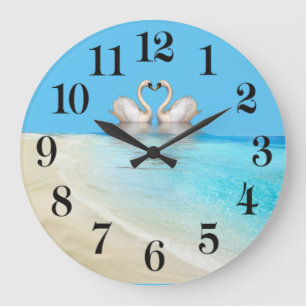 Grande Horloge Ronde Flamant rose d'amour