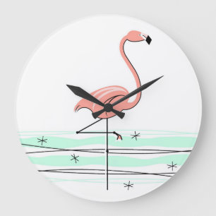 Grande Horloge Ronde Flamant rose Ocean 24h/24