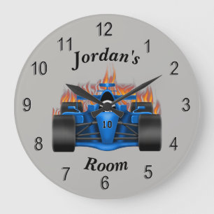 Grande Horloge Ronde Flammes de voiture de course de l'horloge des