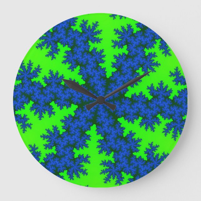 Grande Horloge Ronde Flèche de neige verte et bleue (Recto)