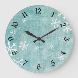 Grande Horloge Ronde Flèches de neige grungy