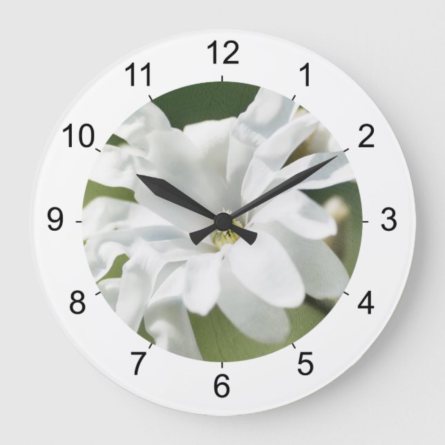 Grande Horloge Ronde Fleur blanche de Magnolia (Recto)